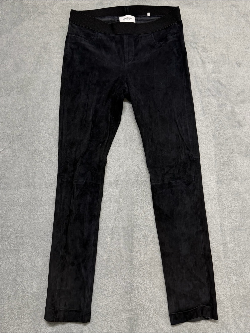 GEORGES RECH Paris Women's Pants Leggings Size 40 Suede Black Elastic Waist